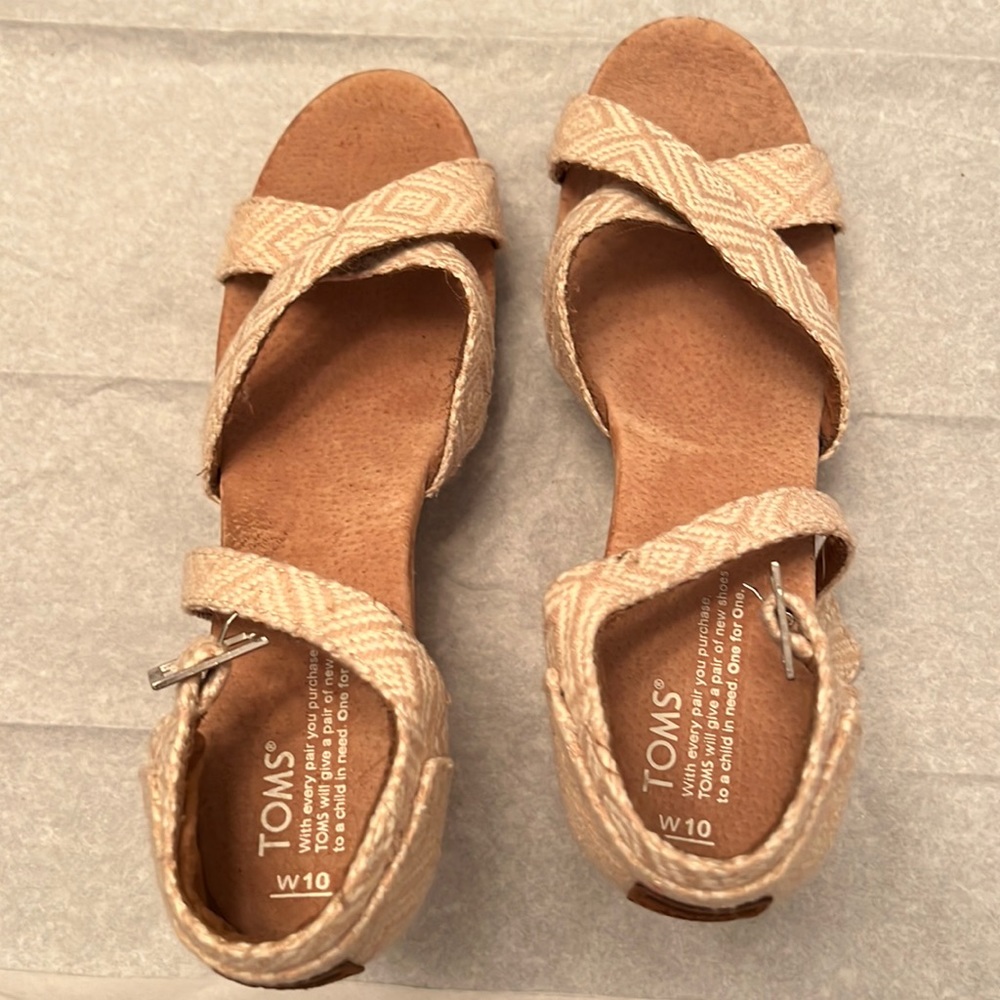 Toms Cork Wedges Size 10